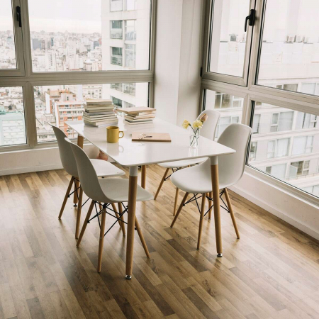 SCAUN STIL SCANDINAV, PLASTIC, METAL, LEMN, ALB, 46X52X81 CM, EVA [1]