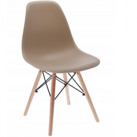 Scaune stil snadinav - SCAUN STIL SCANDINAV, PLASTIC, METAL, LEMN, BEJ, 46X52X81 CM, EVA
