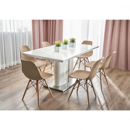SCAUN STIL SCANDINAV, PLASTIC, METAL, LEMN, BEJ, 46X52X81 CM, EVA [7]