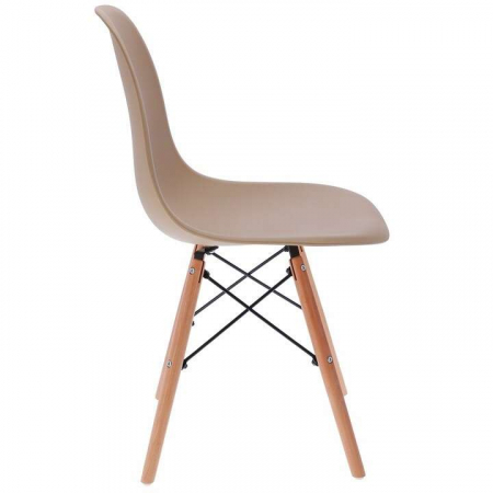 SCAUN STIL SCANDINAV, PLASTIC, METAL, LEMN, BEJ, SET 4 BUC, 46X52X81 CM, EVA [4]