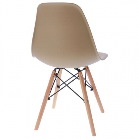SCAUN STIL SCANDINAV, PLASTIC, METAL, LEMN, BEJ, SET 4 BUC, 46X52X81 CM, EVA [6]