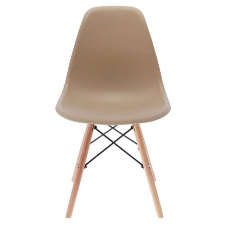 SCAUN STIL SCANDINAV, PLASTIC, METAL, LEMN, BEJ, SET 4 BUC, 46X52X81 CM, EVA [5]