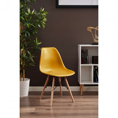 SCAUN STIL SCANDINAV, PLASTIC, METAL, LEMN, MUSTAR, 46X52X81 CM, EVA [6]