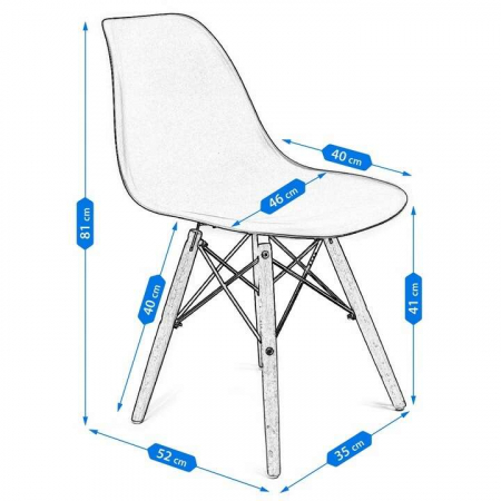 SCAUN STIL SCANDINAV, PLASTIC, METAL, LEMN, MUSTAR, 46X52X81 CM, EVA [5]