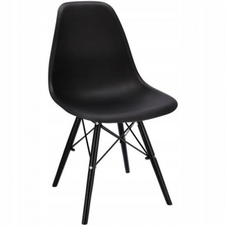 Scaune stil snadinav - SCAUN STIL SCANDINAV, PLASTIC, METAL, LEMN, NEGRU, 46X52X81 CM, EVA