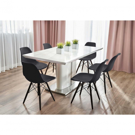 SCAUN STIL SCANDINAV, PLASTIC, METAL, LEMN, NEGRU, 46X52X81 CM, EVA [7]