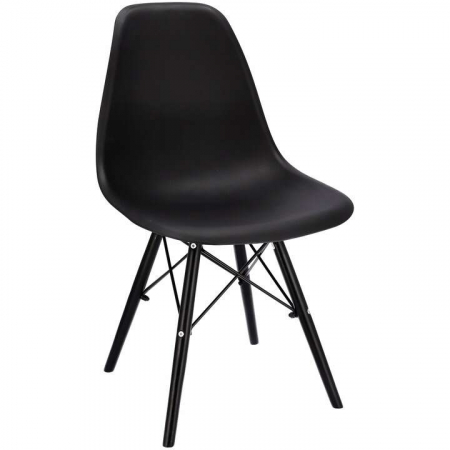SCAUN STIL SCANDINAV, PLASTIC, METAL, LEMN, NEGRU, SET 4 BUC, 46X52X81 CM, EVA [2]