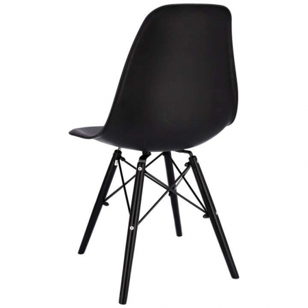 SCAUN STIL SCANDINAV, PLASTIC, METAL, LEMN, NEGRU, SET 4 BUC, 46X52X81 CM, EVA [6]