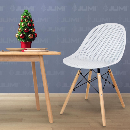 SCAUN STIL SCANDINAV, PP, LEMN, ALB, 45X56X77 CM, CAVA [7]