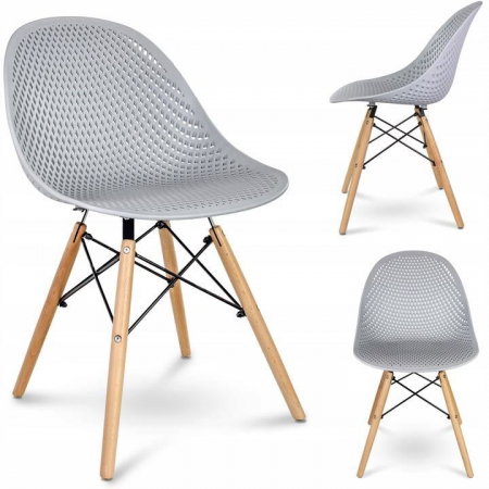 SCAUN STIL SCANDINAV, PP, LEMN, GRI, 45X56X77 CM, CAVA [8]