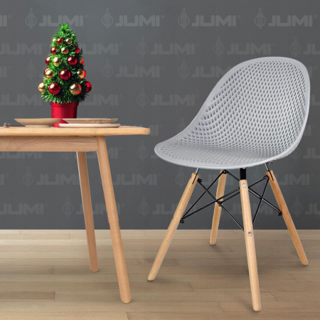 SCAUN STIL SCANDINAV, PP, LEMN, GRI, 45X56X77 CM, CAVA [7]