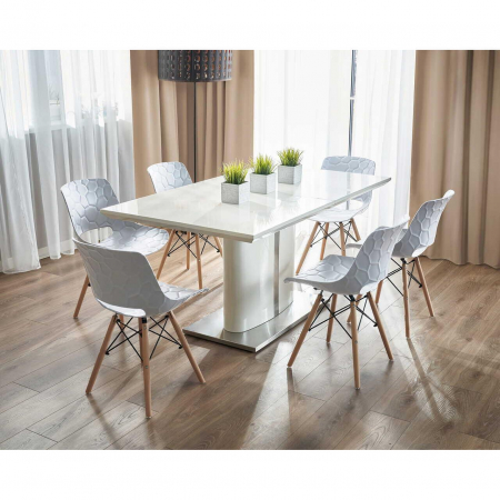 SCAUN STIL SCANDINAV, PP, LEMN, MAX 100 KG, ALB, 45X55X78 CM, LARS [8]