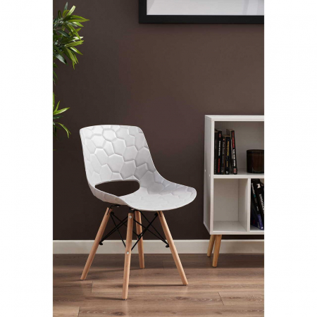 SCAUN STIL SCANDINAV, PP, LEMN, MAX 100 KG, ALB, 45X55X78 CM, LARS [9]