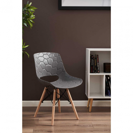 SCAUN STIL SCANDINAV, PP, LEMN, MAX 100 KG, GRI, 45X55X78 CM, LARS [8]