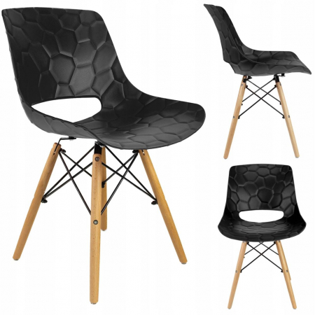 SCAUN STIL SCANDINAV, PP, LEMN, MAX 100 KG, NEGRU, 45X55X78 CM, LARS [7]