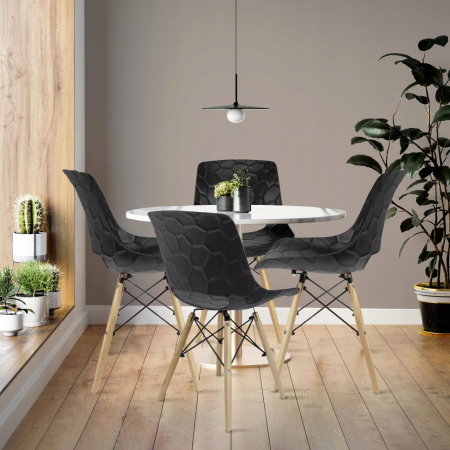 SCAUN STIL SCANDINAV, PP, LEMN, MAX 100 KG, NEGRU, 45X55X78 CM, LARS [6]