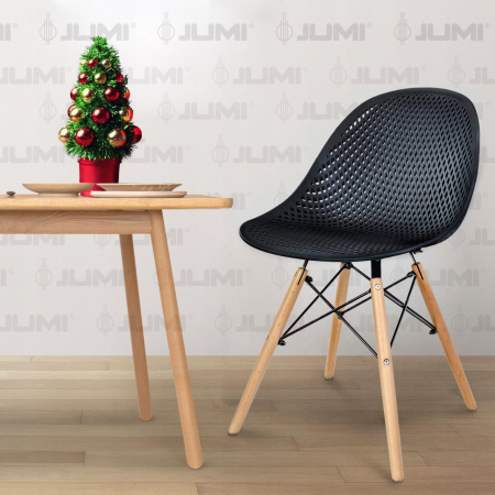 SCAUN STIL SCANDINAV, PP, LEMN, NEGRU, 45X56X77 CM, CAVA [6]