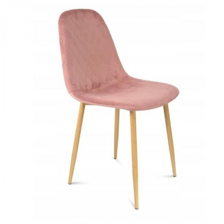 Scaune stil snadinav - SCAUN TIP SCANDINAV, CATIFEA, MODEL CUSATURA IN FATA, ROZ SI NATUR, MAX 100 KG, 44X52X85 CM, VIGO