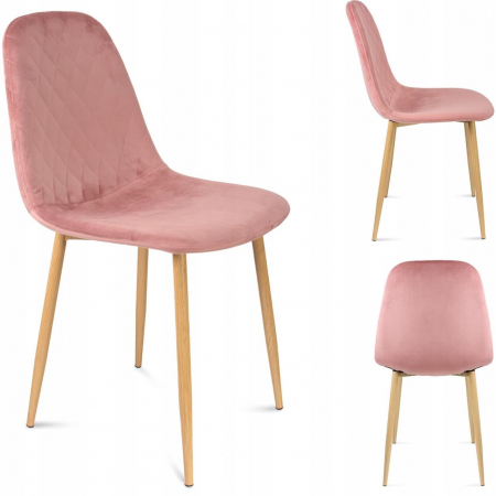 SCAUN TIP SCANDINAV, CATIFEA, MODEL CUSATURA IN FATA, ROZ SI NATUR, MAX 100 KG, 44X52X85 CM, VIGO [8]