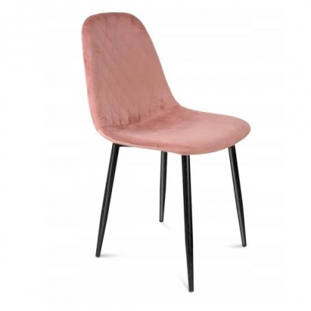 Scaune stil snadinav - SCAUN TIP SCANDINAV, CATIFEA, MODEL CUSATURA IN FATA, ROZ SI NEGRU, MAX 100 KG, 44X52X85 CM, VIGO