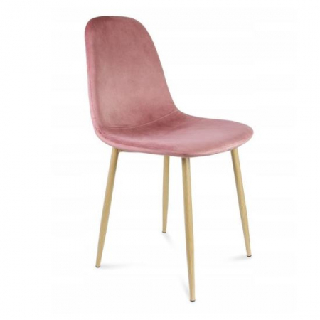 Scaune stil snadinav - SCAUN TIP SCANDINAV, CATIFEA, MODEL CUSATURA PE SPATE, ROZ SI NATUR, MAX 100 KG, 44X52X85 CM, VIGO