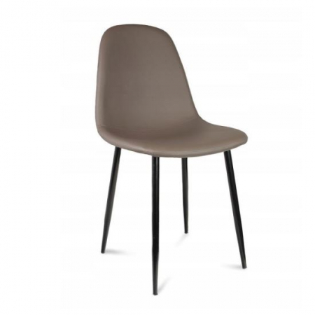 Scaune stil snadinav - SCAUN TIP SCANDINAV, TAPITAT, PIELE ECOLOGICA, MODEL CUSATURA PE SPATE, BEJ SI NEGRU, MAX 100 KG, 44X52X85 CM, VIGO