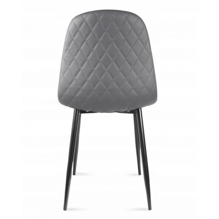 SCAUN TIP SCANDINAV, TAPITAT, PIELE ECOLOGICA, MODEL CUSATURA PE SPATE, GRI SI NEGRU, MAX 100 KG, 44X52X85 CM, VIGO [3]