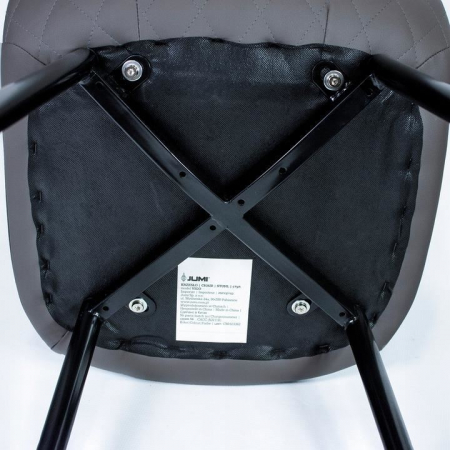 SCAUN TIP SCANDINAV, TAPITAT, PIELE ECOLOGICA, MODEL CUSATURA PE SPATE, GRI SI NEGRU, MAX 100 KG, 44X52X85 CM, VIGO [1]