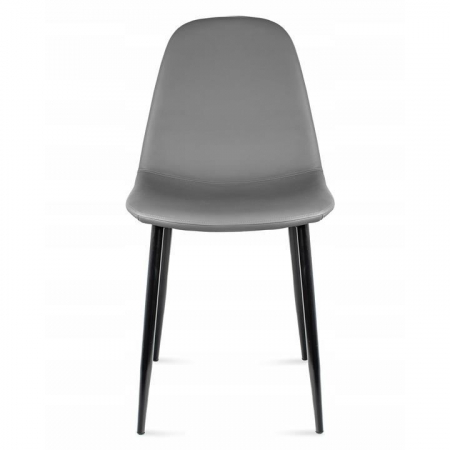 SCAUN TIP SCANDINAV, TAPITAT, PIELE ECOLOGICA, MODEL CUSATURA PE SPATE, GRI SI NEGRU, MAX 100 KG, 44X52X85 CM, VIGO [4]