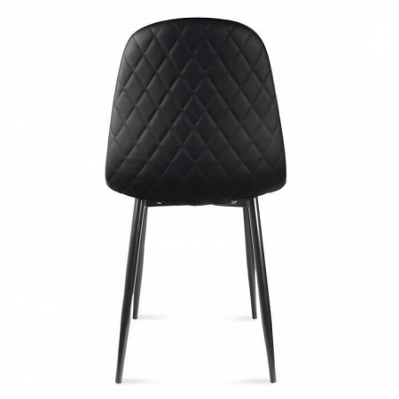 SCAUN TIP SCANDINAV, TAPITAT, PIELE ECOLOGICA, MODEL CUSATURA PE SPATE, NEGRU, MAX 100 KG, 44X52X85 CM, VIGO [6]