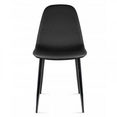 SCAUN TIP SCANDINAV, TAPITAT, PIELE ECOLOGICA, MODEL CUSATURA PE SPATE, NEGRU, MAX 100 KG, 44X52X85 CM, VIGO [4]