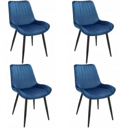 Scaune bucatarie - SCAUNE BUCATARIE/LIVING, CATIFEA, METAL, ALBASTRU, SET 4 BUC, 54X61X83 CM, VIVA