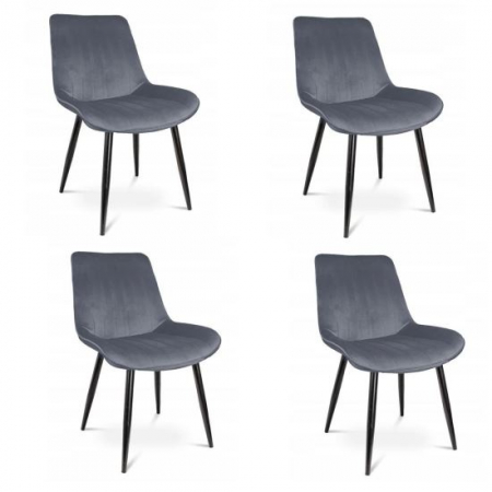 Scaune bucatarie - SCAUNE BUCATARIE/LIVING, CATIFEA, METAL, GRI, SET 4 BUC, 54X61X83 CM, VIVA