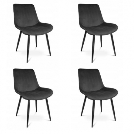 Scaune bucatarie - SCAUNE BUCATARIE/LIVING, CATIFEA, METAL, NEGRU, SET 4 BUC, 54X61X83 CM, VIVA