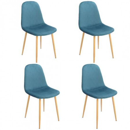 Scaune bucatarie - SCAUNE BUCATARIE/LIVING, CATIFEA, MODEL CUSATURA PE SPATE, ALBASTRU MARIN, MAX 100 KG, SET 4 BUC, 44X52X85 CM, VIGO, JUMI