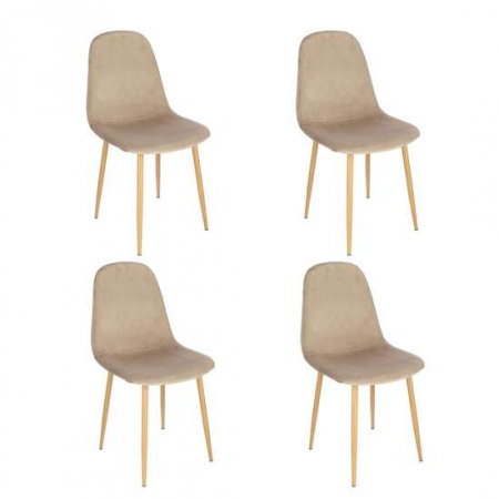 Amenajari Interioare - SCAUNE BUCATARIE/LIVING, CATIFEA, MODEL CUSATURA PE SPATE, BEJ, MAX 100 KG, SET 4 BUC, 44X52X85 CM, VIGO, JUMI
