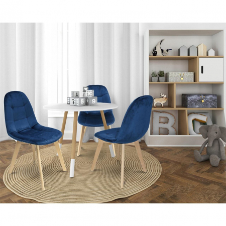 SCAUNE BUCATARIE/LIVING, CATIFEA SI PU, ALBASTRU MARIN, SET 4 BUC, 43X54X81 CM, COLIN [8]