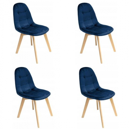 Scaune bucatarie - SCAUNE BUCATARIE/LIVING, CATIFEA SI PU, ALBASTRU MARIN, SET 4 BUC, 43X54X81 CM, COLIN