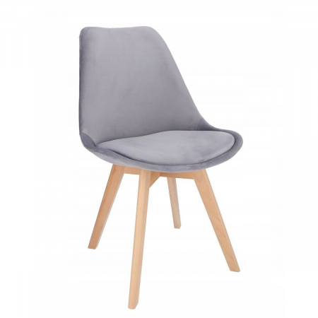 SCAUNE BUCATARIE/LIVING, LEMN, CATIFEA, GRI, SET 4 BUC, 49X60X82 CM, BARI [7]