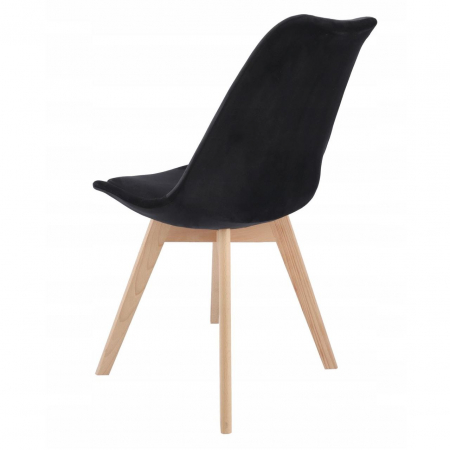 SCAUNE BUCATARIE/LIVING, LEMN, CATIFEA, NEGRU, SET 4 BUC, 49X60X82 CM, BARI [4]