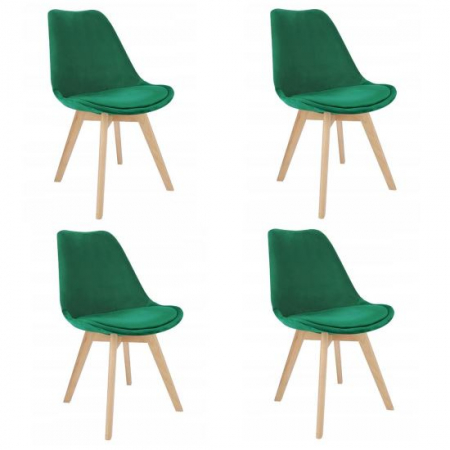Scaune bucatarie - SCAUNE BUCATARIE/LIVING, LEMN, CATIFEA, VERDE, SET 4 BUC, 49X60X82 CM, BARI