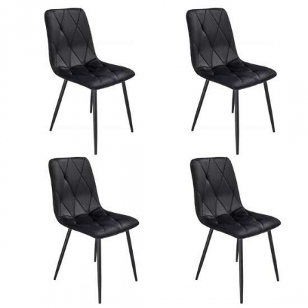 Scaune bucatarie - SCAUNE BUCATARIE/LIVING, MATLASAT, CATIFEA, METAL, NEGRU, SET 4 BUC, 44X52X89 CM, PIADO, JUMI
