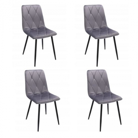 Scaune bucatarie - SCAUNE BUCATARIE/LIVING, MATLASATE, CATIFEA, METAL, GRI, SET 4 BUC, 44X52X89 CM, PIADO