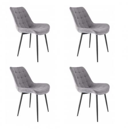 Scaune bucatarie - SCAUNE BUCATARIE/LIVING, METALIC, CATIFEA, GRI, SET 4 BUC, 53X63X83 CM, MISTY