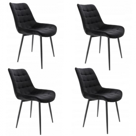 Scaune bucatarie - SCAUNE BUCATARIE/LIVING, METALIC, CATIFEA, NEGRU, SET 4 BUC, 53X63X83 CM, MISTY