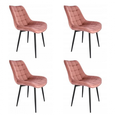 Scaune bucatarie - SCAUNE BUCATARIE/LIVING, METALIC, CATIFEA, ROZ, SET 4 BUC, 53X63X83 CM, MISTY