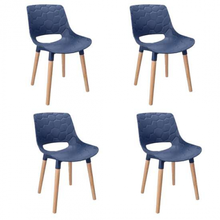 Scaune bucatarie - SCAUNE BUCATARIE/LIVING, PP, ALBASTRU, LEMN, MAX 130 KG, SET 4 BUC, 45X55X77 CM, DAVIS, JUMI