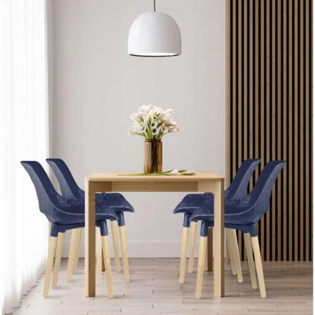 SCAUNE BUCATARIE/LIVING, PP, ALBASTRU, LEMN, MAX 130 KG, SET 4 BUC, 45X55X77 CM, DAVIS, JUMI [6]