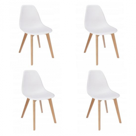 Scaune bucatarie - SCAUNE BUCATARIE/LIVING, PP, LEMN, ALB, SET 4 BUC, 46X52X82 CM, ADA
