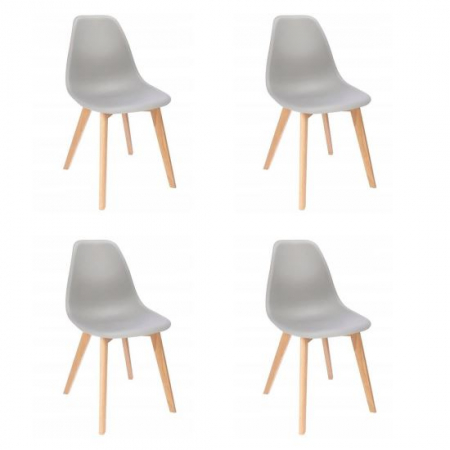 Scaune - SCAUNE BUCATARIE/LIVING, PP, LEMN, GRI, SET 4 BUC, 46X52X82 CM, ADA